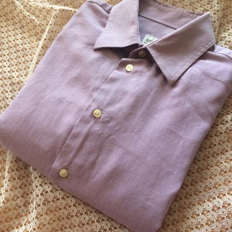 Мужской Armani Collezioni Рубашка Сиреневый Хлопок