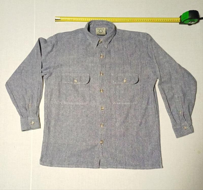 Мужская Винтажная Рубашка Бирюзовая Хлопок 40 /L /