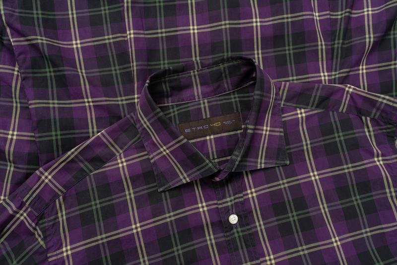 Мужской Etro Рубашка Чёрный Хлопок 40 /L / 48