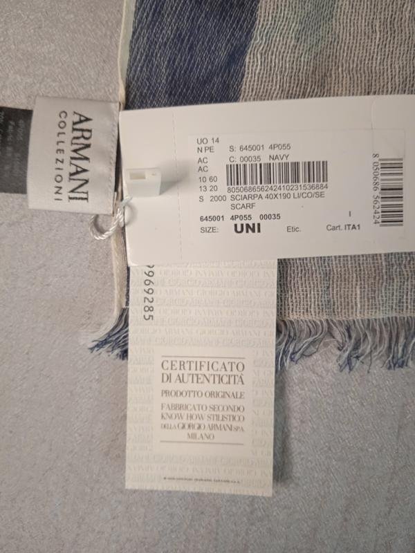 Unisex Armani Collezioni Sciarpa Grigia Cotone