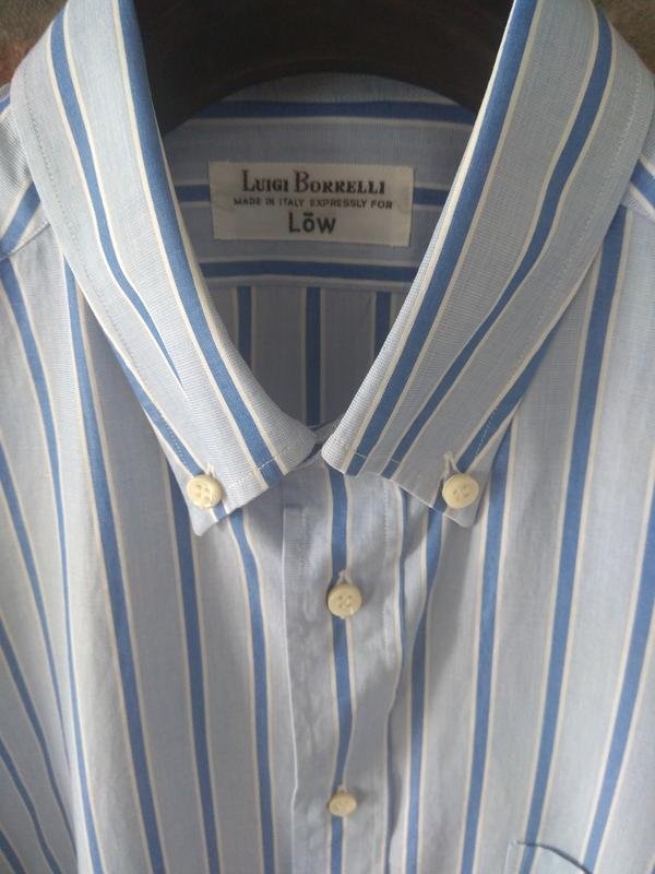 Мужская Luigi Borrelli Рубашка Тёмно-синий Хлопок