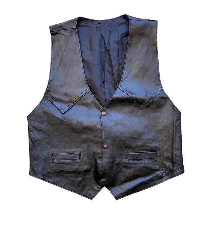 Homme Gilet en Cuir Noir 36 / S / 44