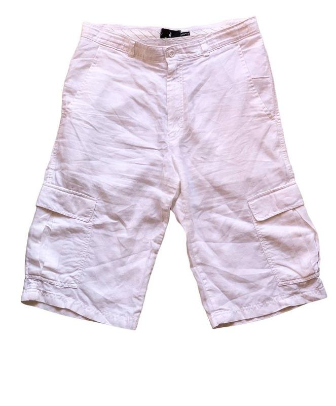 Men Polo Jeans Cargo Shorts White Linen 31
