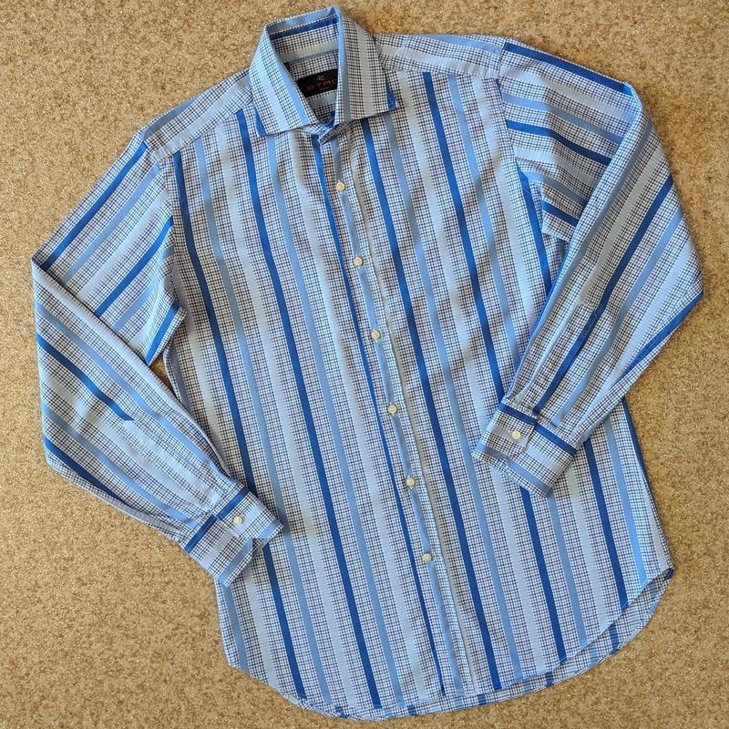 Uomo Etro Camicia Blu Cotone 38