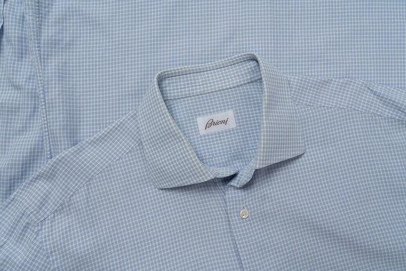 Herren Brioni Hemd Blau Baumwolle 40 /L / 48