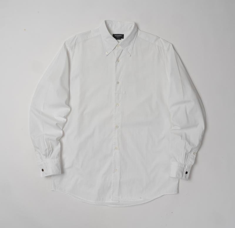 Men Hermes Shirt White Cotton 40 /L / 48