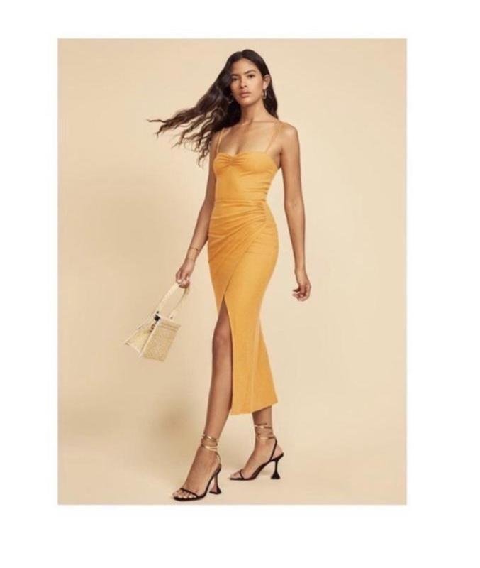 Femme Reformation Robe Jaune 36 / S / 44