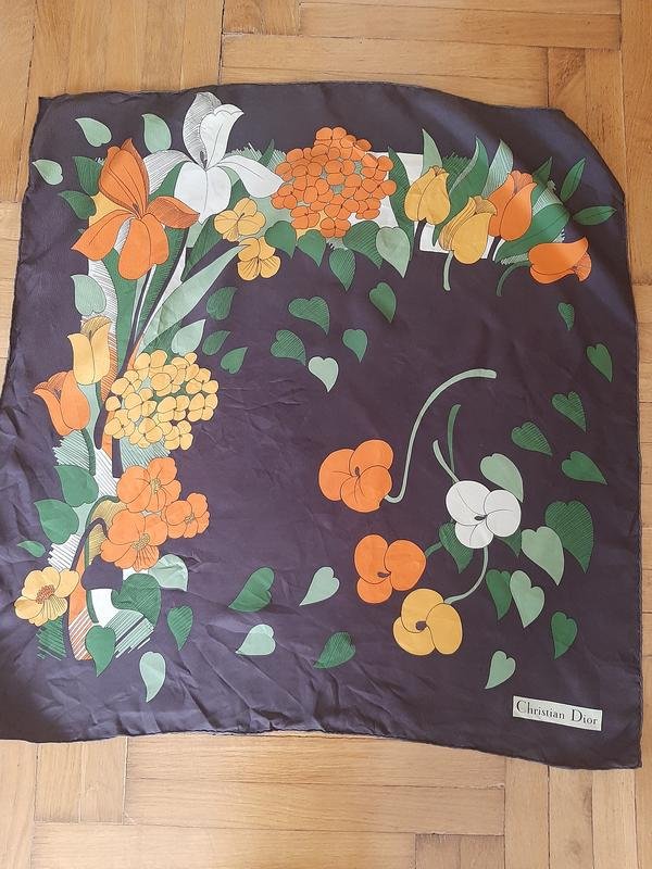 Unisexe Christian Dior Écharpe Orange Soie Taille