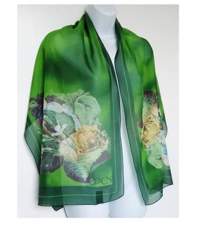 Unisexe Cacharel Écharpe Verte Polyester Taille