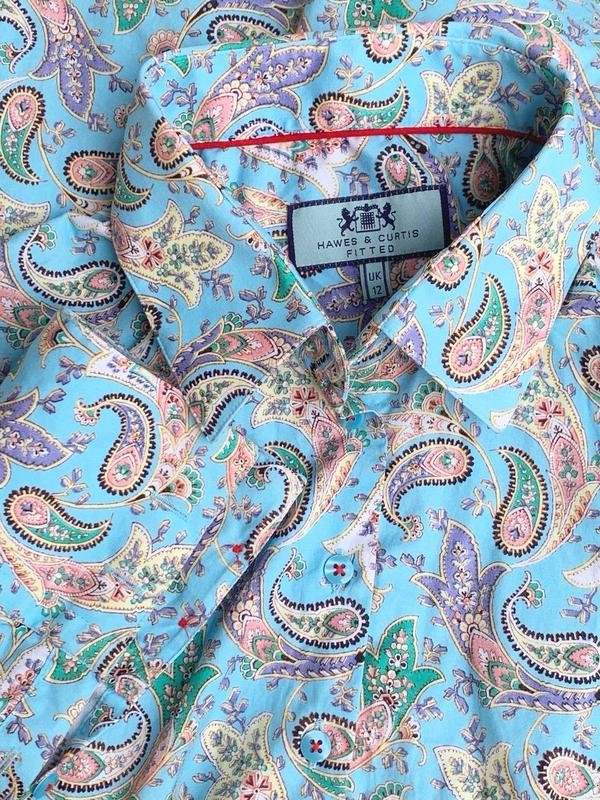 Женская Hawes & Curtis Рубашка Голубая Хлопок 36 /