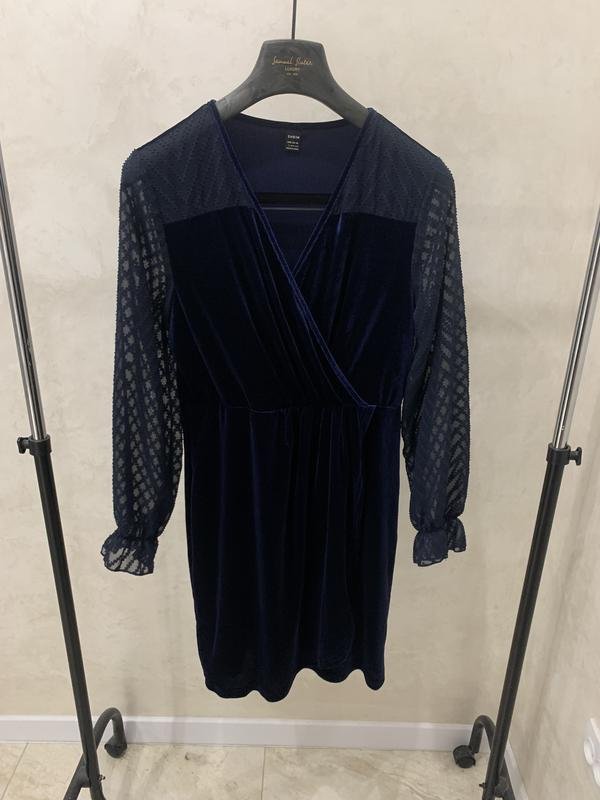 Женский Shein Платье Тёмно-синий Велюр L