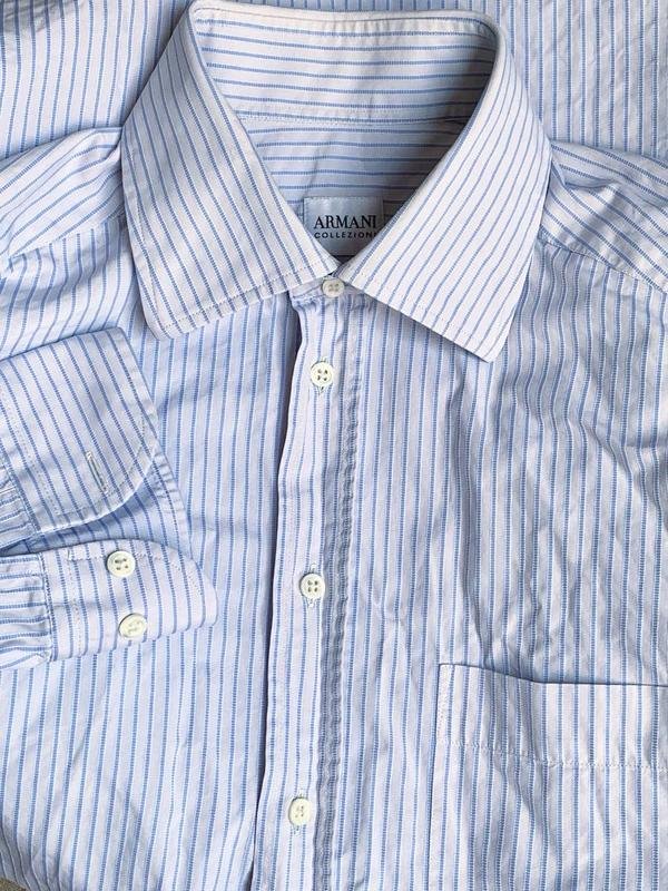 Мужской Armani Collezioni Рубашка Голубая Хлопок L