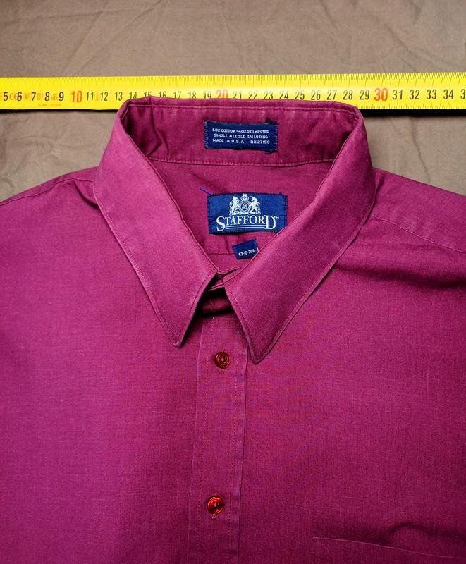 Uomo Vintage Stafford Camicia Viola Poliestere 40