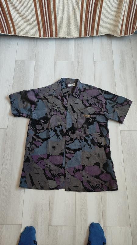 Мужская Christian Dior Рубашка Сиреневый Шелк 42 /