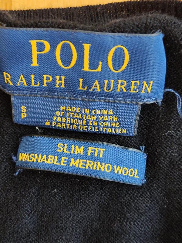 Men Polo Ralph Lauren Sweater Black Wool 36 / S /