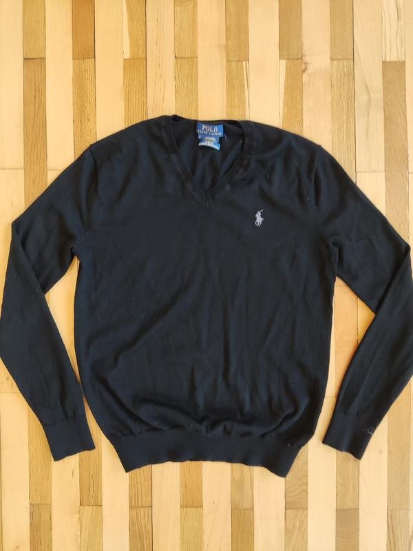 Men Polo Ralph Lauren Sweater Black Wool 36 / S /