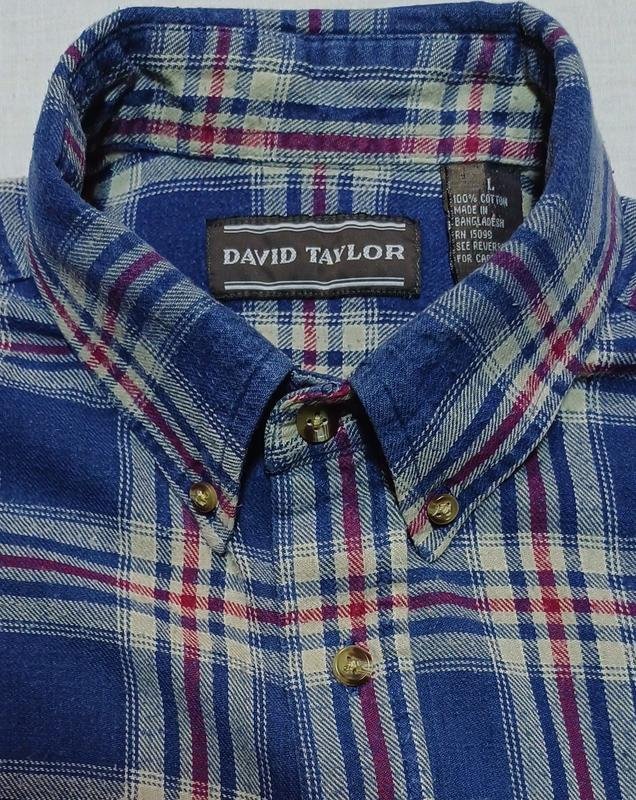 Uomo David Taylor Camicia Blu Flanella 40 /L / 48