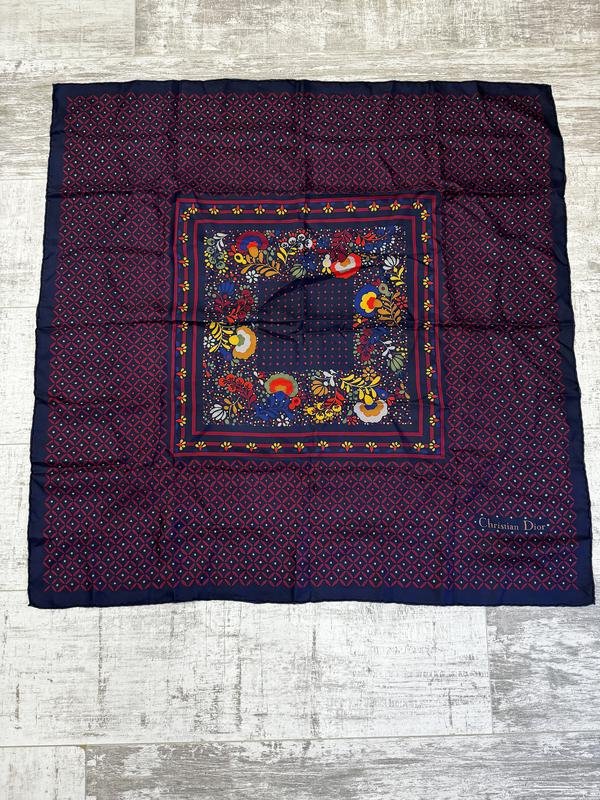 Christian Dior Écharpe Bleu Marine Soie