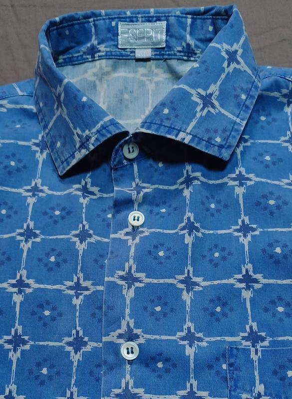 Мужской Esprit Рубашка Бирюзовый Хлопок 40 /L / 48