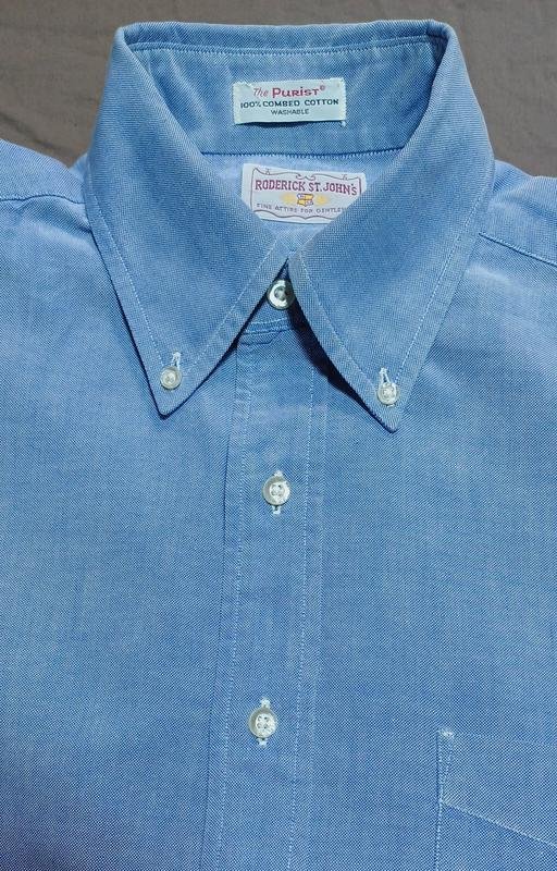 Uomo Roderick St. Johns Camicia Blu Cotone 38 / M