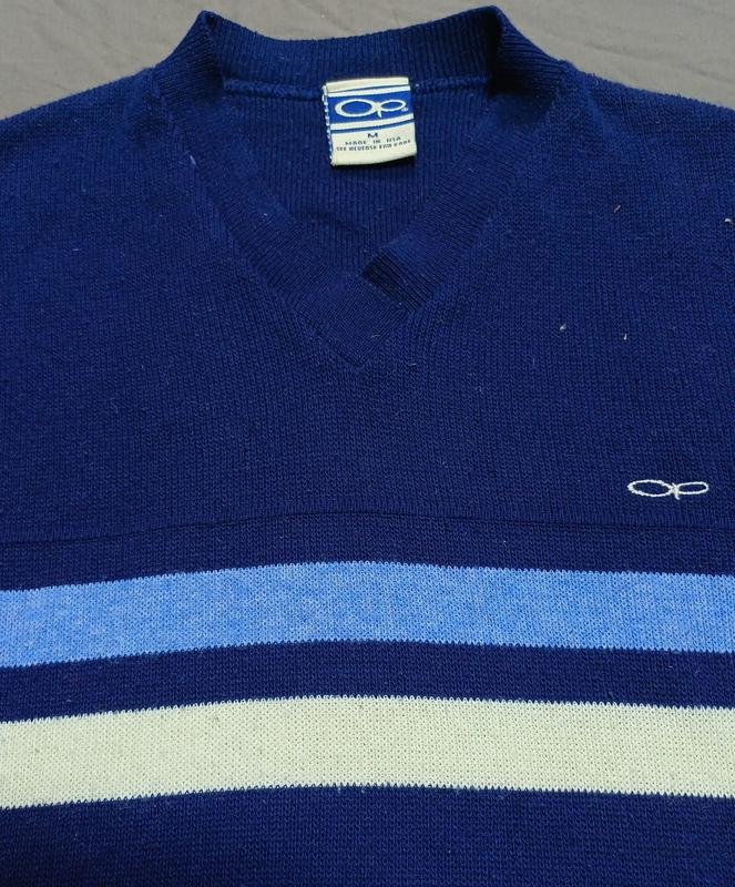 Men Vintage OP Pullover Turquoise Acrylic 34 / XS