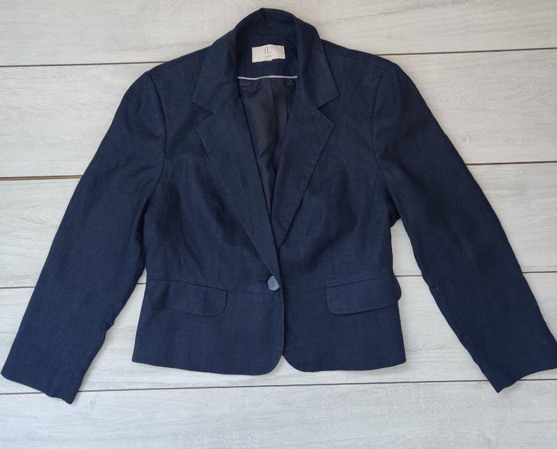 Women Corneliani Blazer Navy Linen 42 / XL / 50