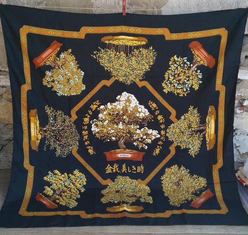 Hermes Scarf Black Silk 89x89