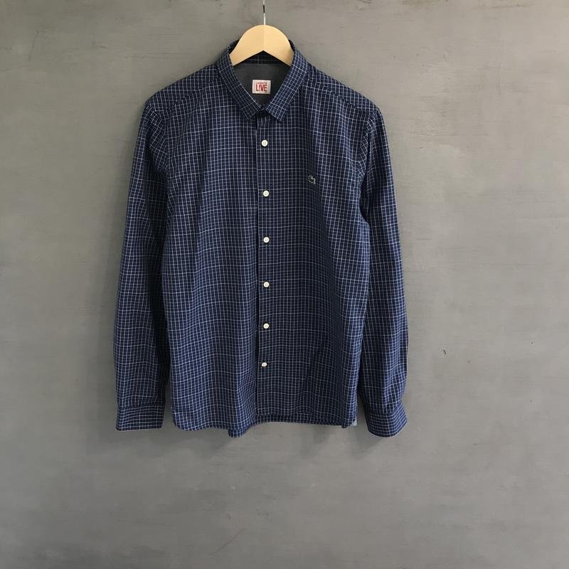 Herren Lacoste Hemd Marineblau Baumwolle 38 / M /