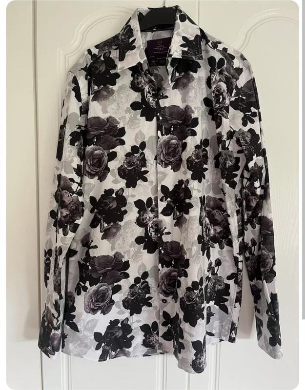 Men Hawes & Curtis Shirt Black Cotton 40 /L / 48