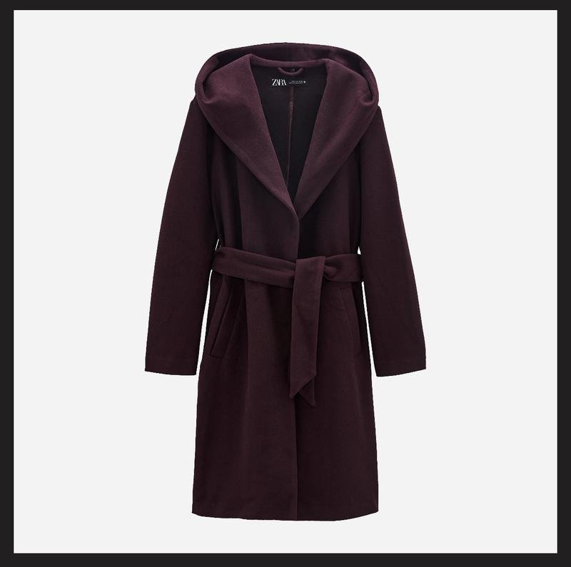 Женское ZARA Пальто Бордовое 36 / S / 44