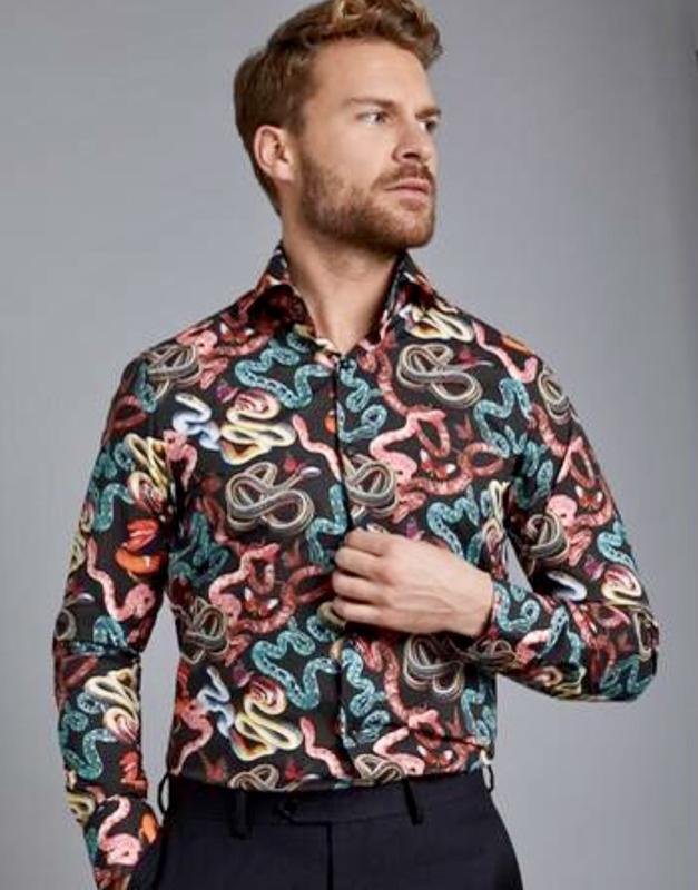 Men Hawes & Curtis Shirt Black 36 / S / 44