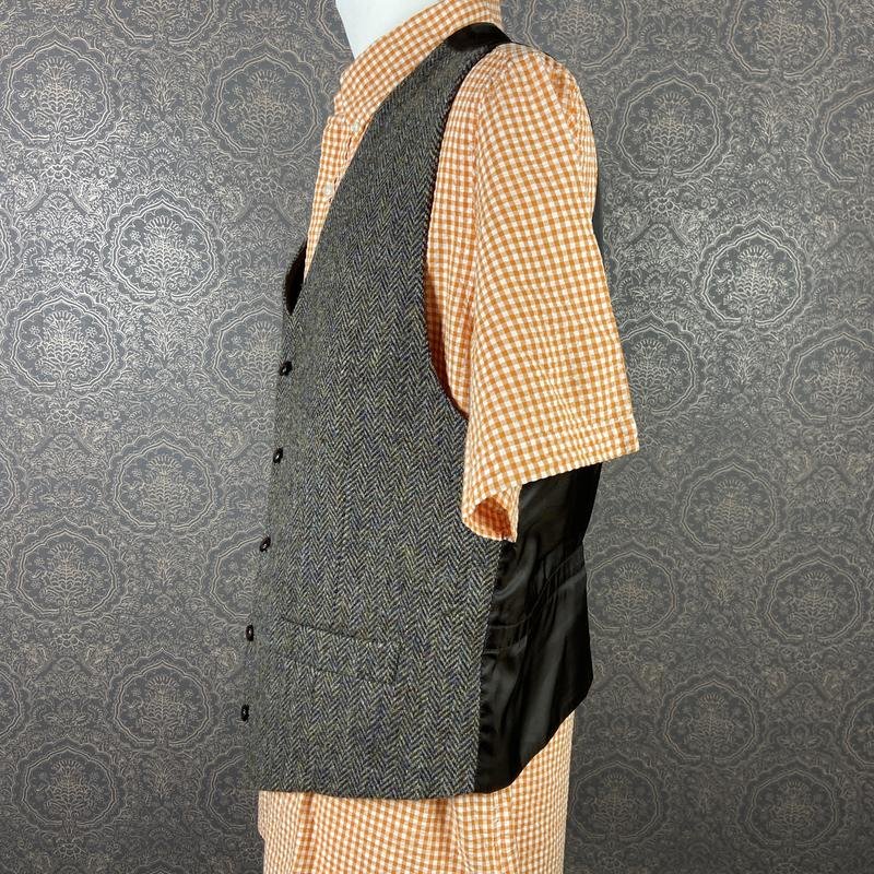 Uomo Harris Tweed Gilet Multicolore Lana 44 / XXL