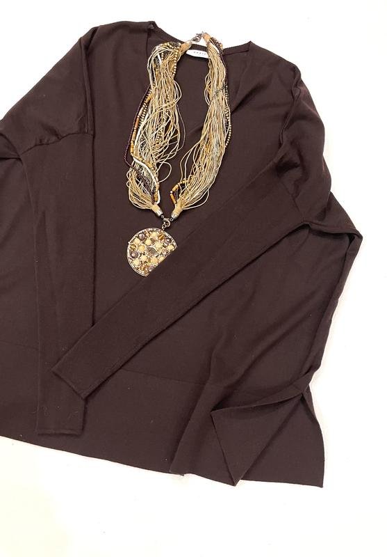 Men Akris Sweater Brown Wool 36 / S / 44