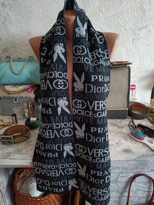 Unisex Dior Versace Schal Schwarz Acryl