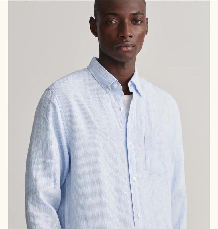 Men Gant Shirt Blue Linen 48 / 4XL / 56