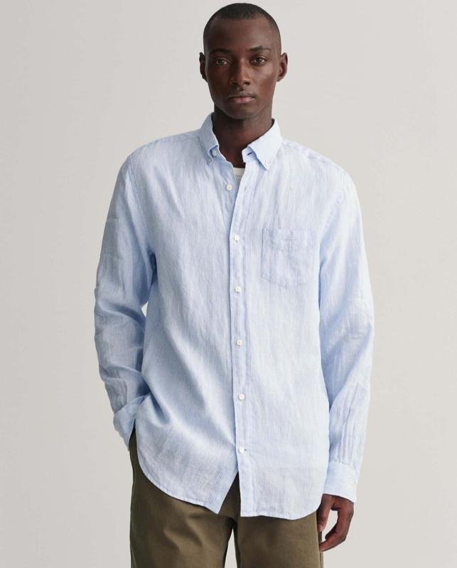 Men Gant Shirt Blue Linen 48 / 4XL / 56