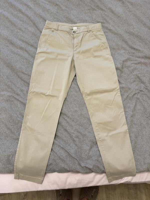 Women BOSS Orange Trousers Beige Cotton 38 / M /