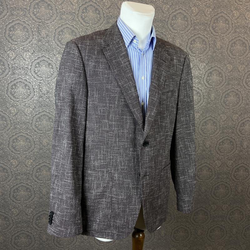 Uomo Hugo Boss Blazer Grigio Lana 40 /L / 48