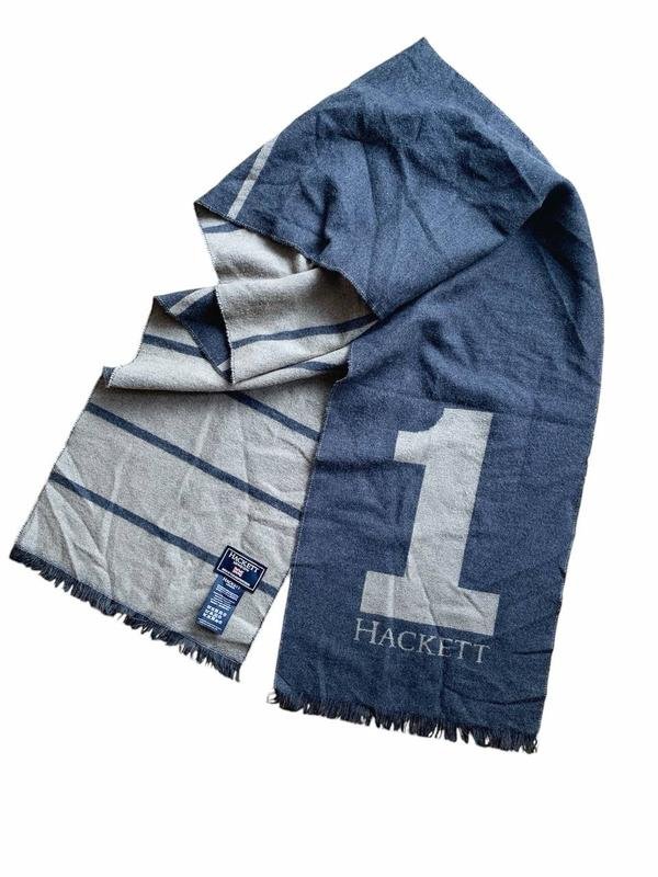 Uomo Hackett Sciarpa Blu Navy Lana