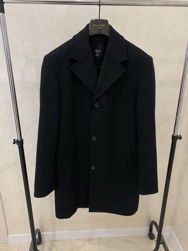 Мужской Esprit Пальто Чёрное Шерсть Кашемир XL