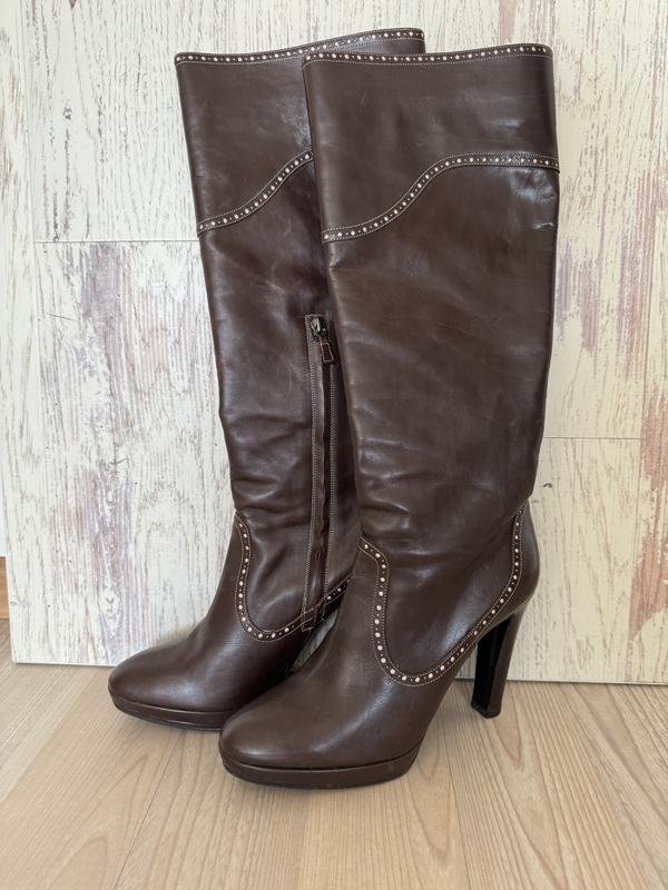 Женские Alberta Ferretti Сапоги Коричневый Кожа 39