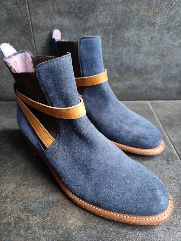 Women Barker Boots Navy Suede 39