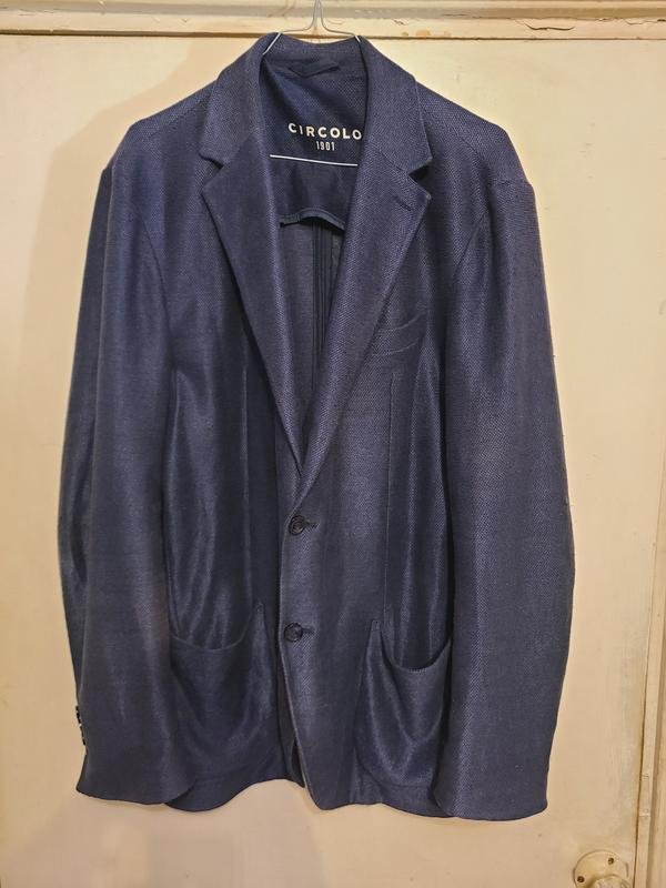 Мужской Circolo 1901 Пиджак Тёмно-синий Лен 44 /