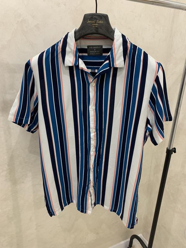 Мужской Primark Рубашка Тёмно-синий Хлопок 38 / M