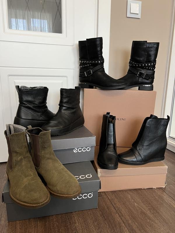 Women Ecco Boots Black Leather 37