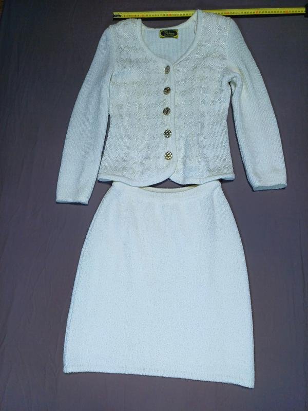 Женский Винтажный Костюм Белый Акрил 36 / S / 44