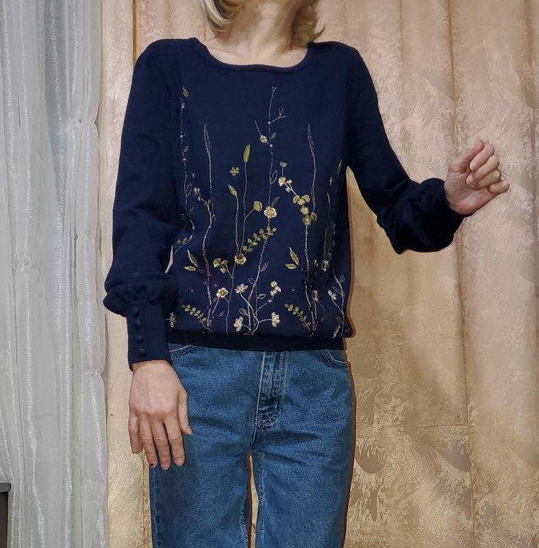 Donna Laura Ashley Maglione Blu Navy Cotone 34