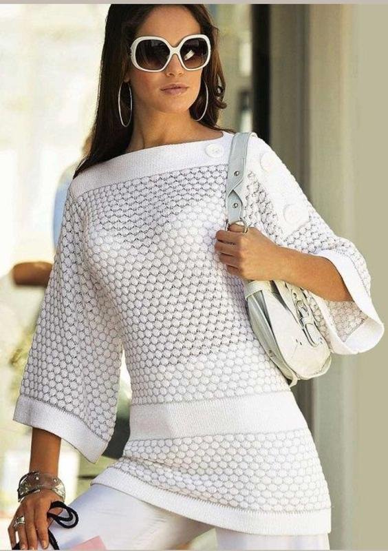 Damen Pullover Weiß Acryl 36 / S / 44