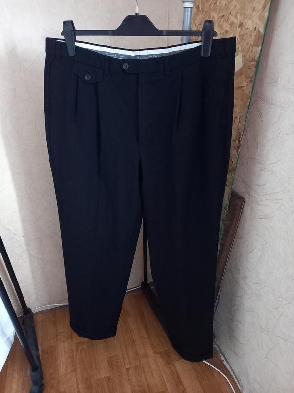 Herren Christian Dior Hose Schwarz Wolle 34 / L /