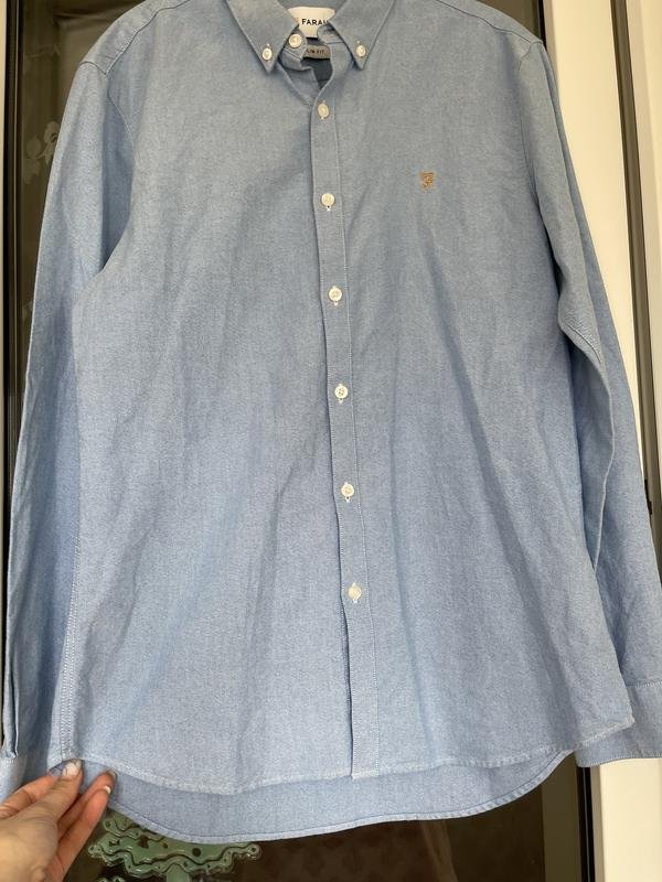Herren Farah Hemd Blau Baumwolle 38 / M / 46